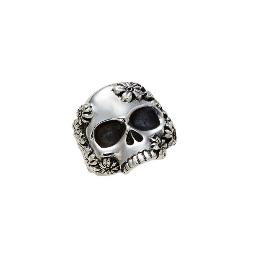$1,395 NIB King Baby Studio Sakura Sterling Silver Skull Ring Silver Size 10